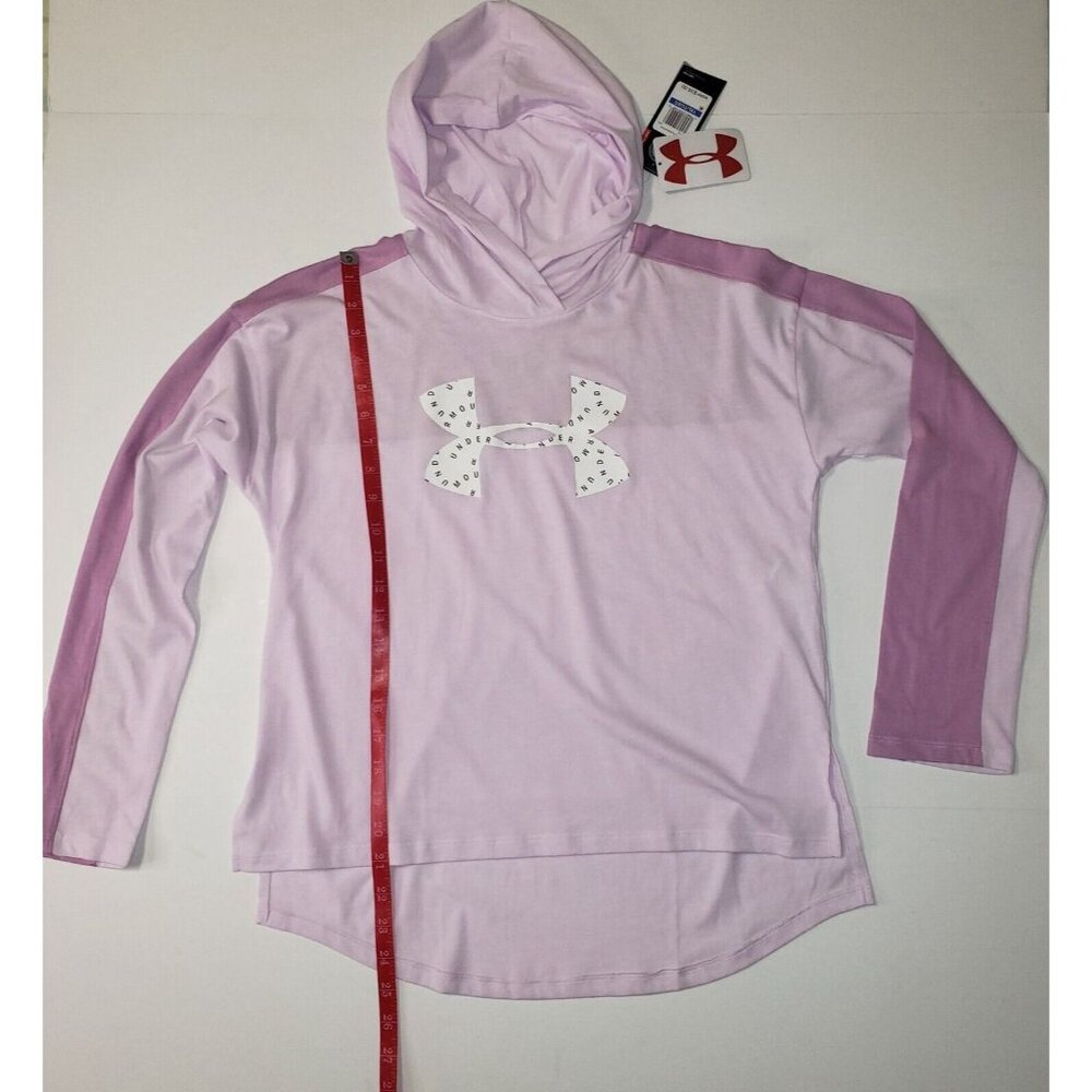 Under Armour Favorite Jersey Hoodie Girls' XLarge Purple & White Logo Athleisure - Picture 6 of 16